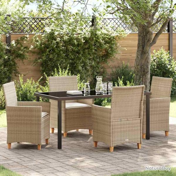 Ensemble de salle � manger pour jardin 5 pcs Beige polyrotin