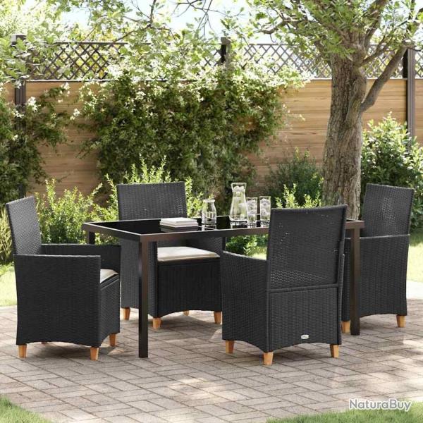 Ensemble de salle � manger pour jardin 5 pcs Noir polyrotin