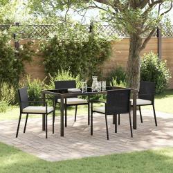 Ensemble de salle &agrave; manger pour jardin 5 pcs Noir