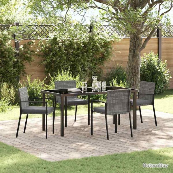 Ensemble de salle � manger pour jardin 5 pcs Gris