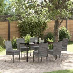 Ensemble de salle &agrave; manger pour jardin 7 pcs Gris