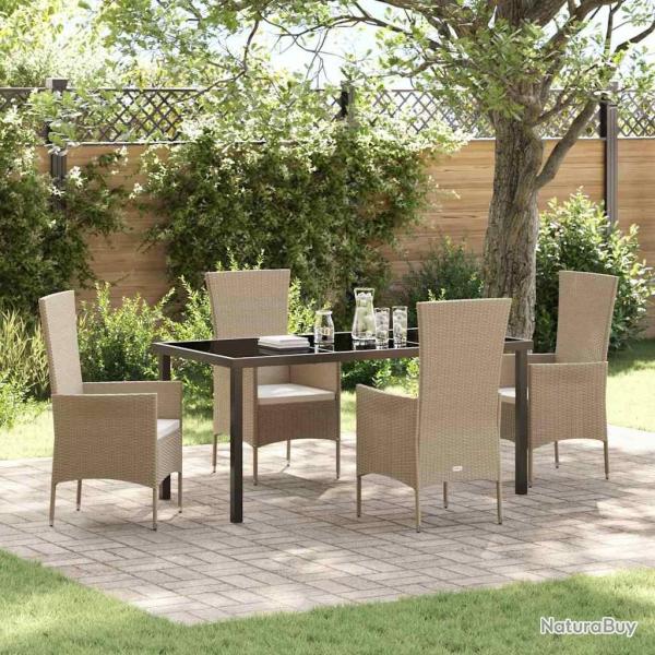 Ensemble de salle � manger pour jardin 5 pcs Beige polyrotin