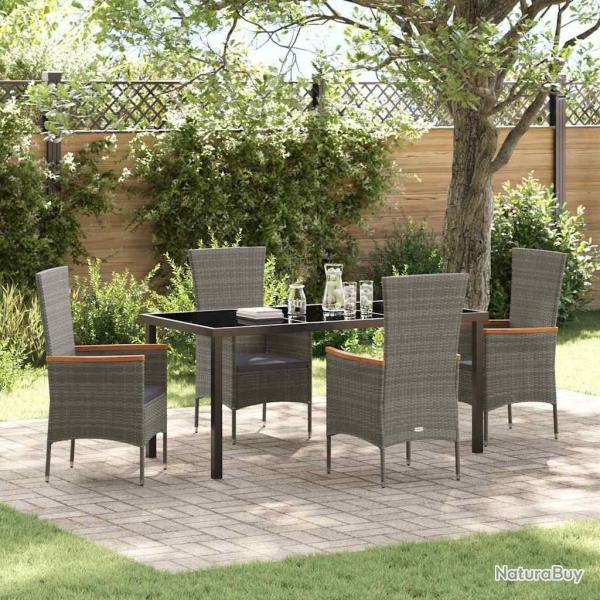 Ensemble de salle � manger pour jardin avec coussin 5 pcs Gris