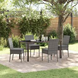 Ensemble de salle &agrave; manger pour jardin 5 pcs Gris