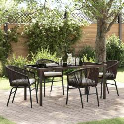Ensemble de salle &agrave; manger pour jardin 5 pcs Marron