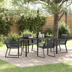 Ensemble de salle &agrave; manger pour jardin 5 pcs Noir
