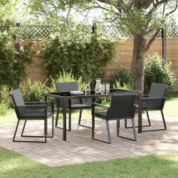 Ensemble de salle &agrave; manger pour jardin 5 pcs Noir