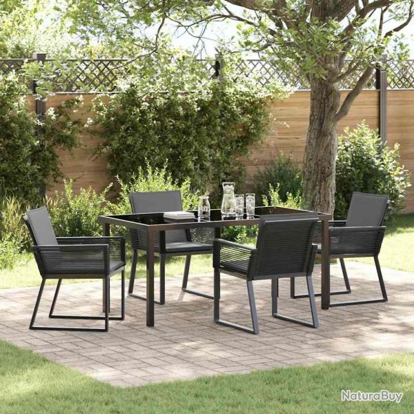 Ensemble de salle � manger pour jardin 5 pcs Noir