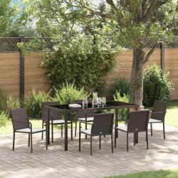 Ensemble de salle &agrave; manger pour jardin 7 pcs Marron et Noir