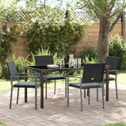 Ensemble de salle &agrave; manger pour jardin 5 pcs Noir et Gris Clair