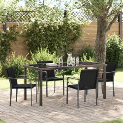 Ensemble de salle &agrave; manger pour jardin 5 pcs Noir et gris