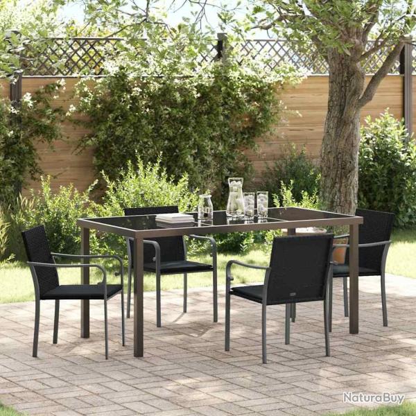 Ensemble de salle � manger pour jardin 5 pcs Noir et gris