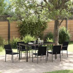 Ensemble de salle &agrave; manger pour jardin 7 pcs Noir et gris