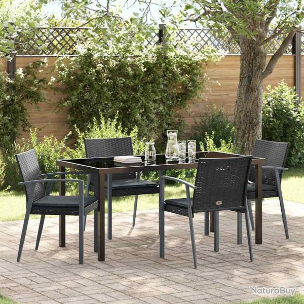 Ensemble de salle � manger pour jardin 5 pcs Noir et gris