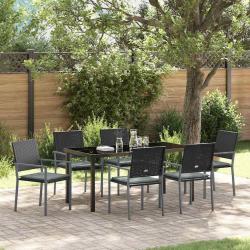 Ensemble de salle &agrave; manger pour jardin 7 pcs Noir et Gris Clair