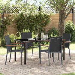 Ensemble de salle &agrave; manger pour jardin 5 pcs Noir
