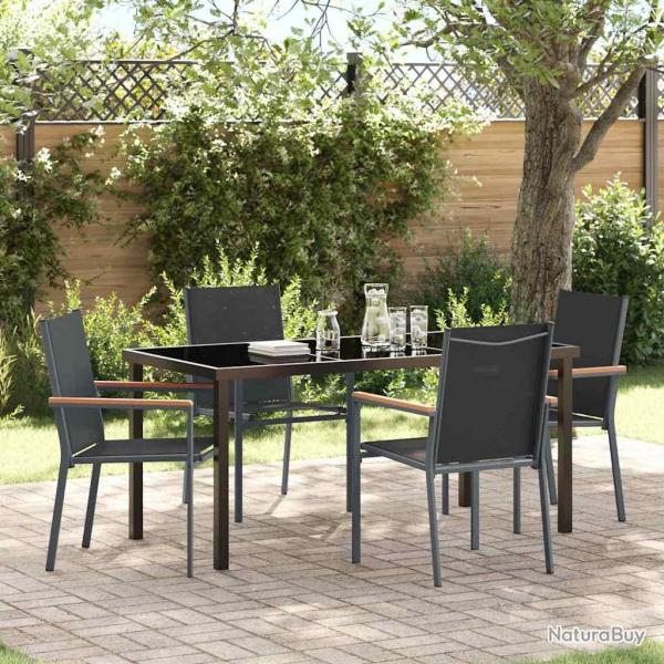 Ensemble de salle � manger pour jardin 5 pcs Noir