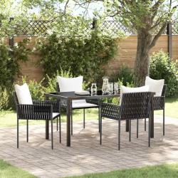 Ensemble de salle &agrave; manger pour jardin 5 pcs Marron et Noir
