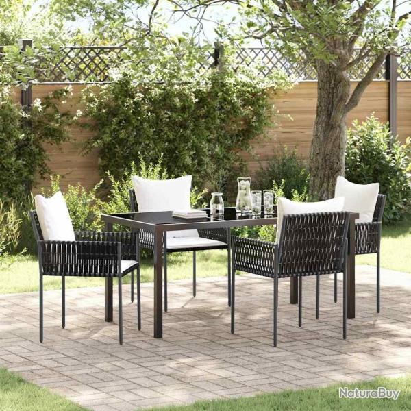 Ensemble de salle � manger pour jardin 5 pcs Marron et Noir