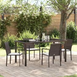 Ensemble de salle &agrave; manger pour jardin 5 pcs Marron et Noir