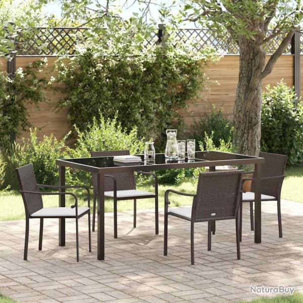 Ensemble de salle � manger pour jardin 5 pcs Marron et Noir