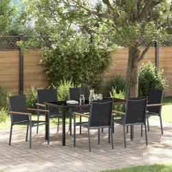 Ensemble de salle &agrave; manger pour jardin 7 pcs Noir