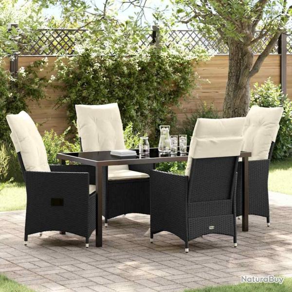 Ensemble de salle � manger pour jardin 5 pcs Noir polyrotin
