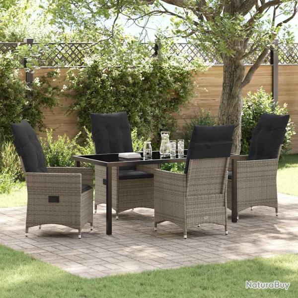 Ensemble de salle � manger pour jardin 5 pcs Gris polyrotin