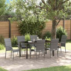 Ensemble de salle &agrave; manger pour jardin 7 pcs Gris