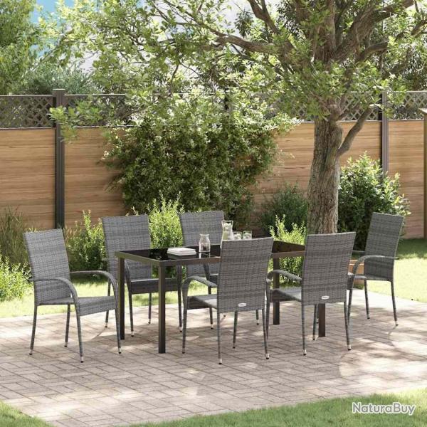 Ensemble de salle � manger pour jardin 7 pcs Gris