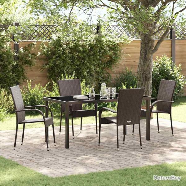 Ensemble de salle � manger pour jardin 5 pcs Marron