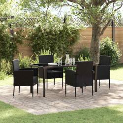 Ensemble de salle &agrave; manger pour jardin 5 pcs Noir polyrotin