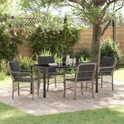 Ensemble de salle &agrave; manger pour jardin 5 pcs Gris clair
