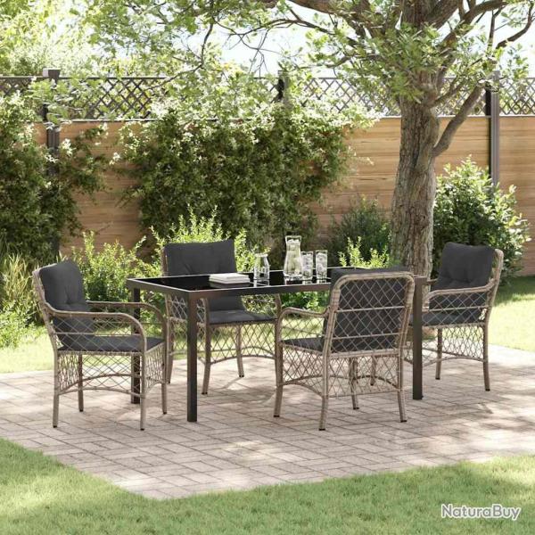 Ensemble de salle � manger pour jardin 5 pcs Gris clair