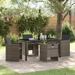 Ensemble de salle &agrave; manger pour jardin 5 pcs Gris polyrotin