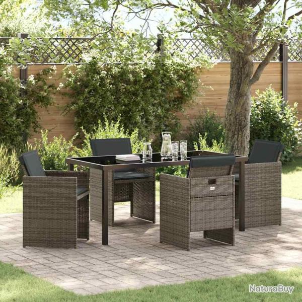 Ensemble de salle � manger pour jardin 5 pcs Gris polyrotin