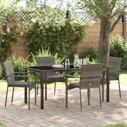 Ensemble de salle &agrave; manger pour jardin 5 pcs Gris polyrotin