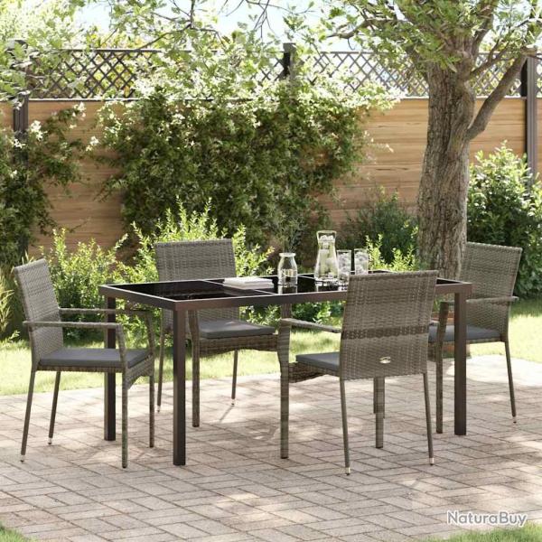 Ensemble de salle � manger pour jardin 5 pcs Gris polyrotin