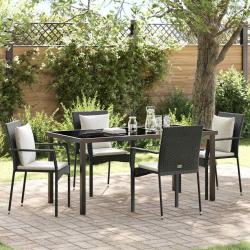 Ensemble de salle &agrave; manger pour jardin 5 pcs Noir polyrotin