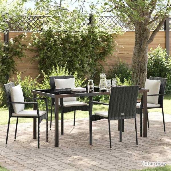 Ensemble de salle � manger pour jardin 5 pcs Noir polyrotin