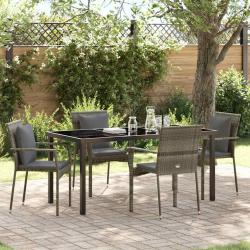 Ensemble de salle &agrave; manger pour jardin 5 pcs Gris polyrotin