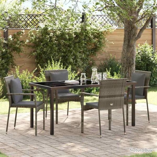 Ensemble de salle � manger pour jardin 5 pcs Gris polyrotin