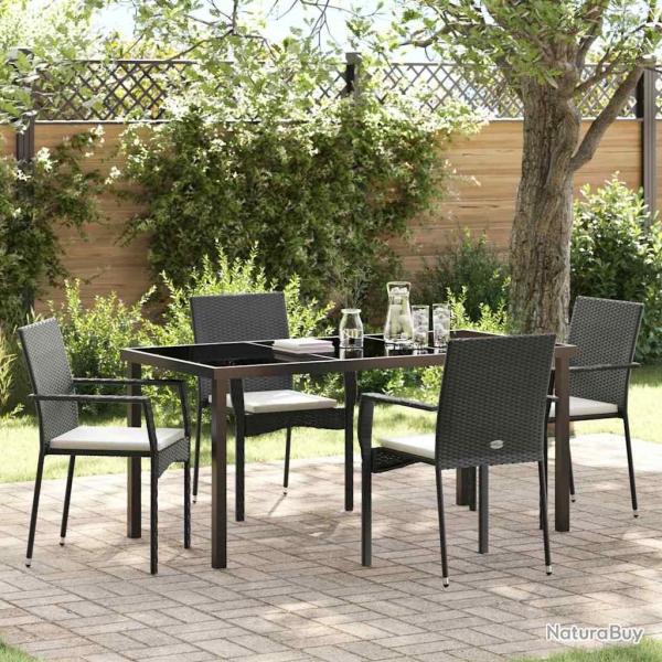 Ensemble de salle � manger pour jardin 5 pcs Noir polyrotin