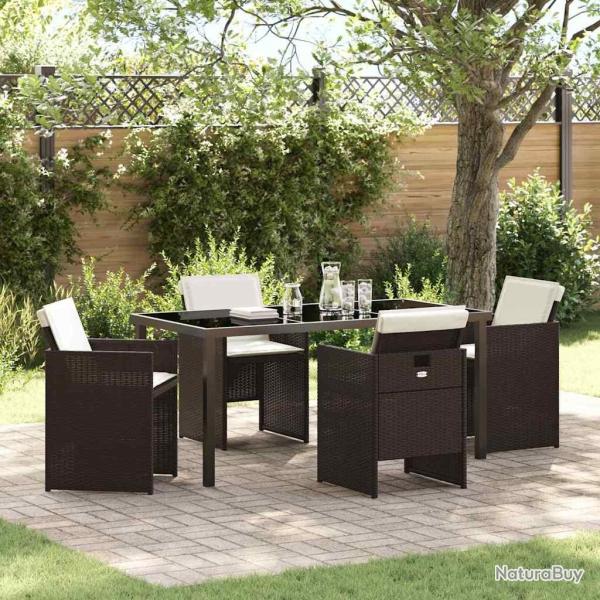 Ensemble de salle � manger pour jardin 5 pcs Marron polyrotin