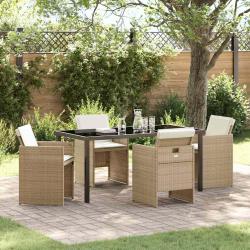 Ensemble de salle &agrave; manger pour jardin 5 pcs Beige polyrotin