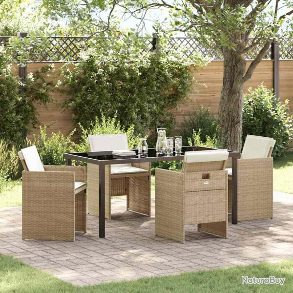 Ensemble de salle � manger pour jardin 5 pcs Beige polyrotin