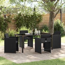 Ensemble de salle &agrave; manger pour jardin 5 pcs Noir polyrotin