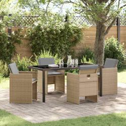 Ensemble de salle &agrave; manger pour jardin 5 pcs Beige polyrotin