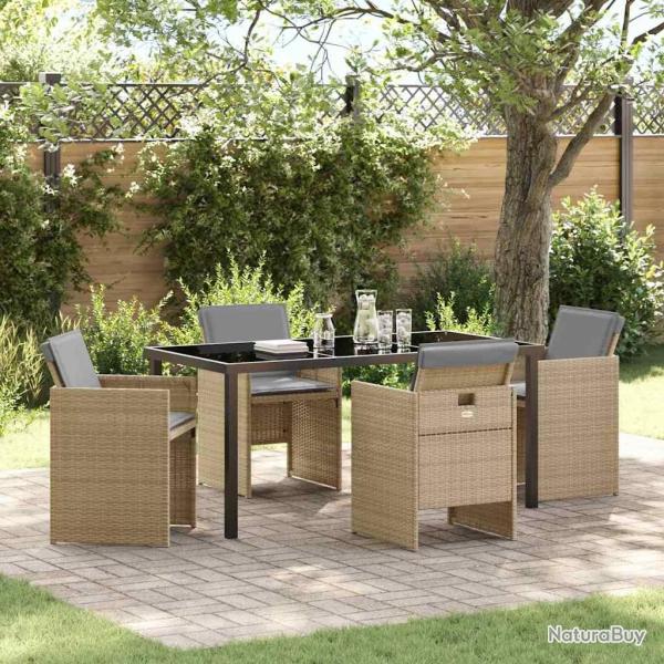 Ensemble de salle � manger pour jardin 5 pcs Beige polyrotin