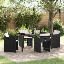 Ensemble de salle &agrave; manger pour jardin 5 pcs Noir polyrotin